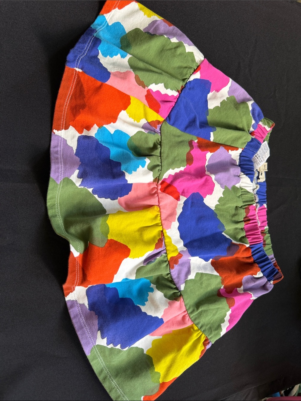 Mini Boden Bright Abstract Floral Ruffled Skirt - Multicolor